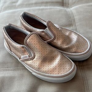 🤩 Girls Vans Rose Gold Perforated Slip-Ons Kids Size 2